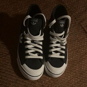 Adidas Black and White High-Top Sneakers
